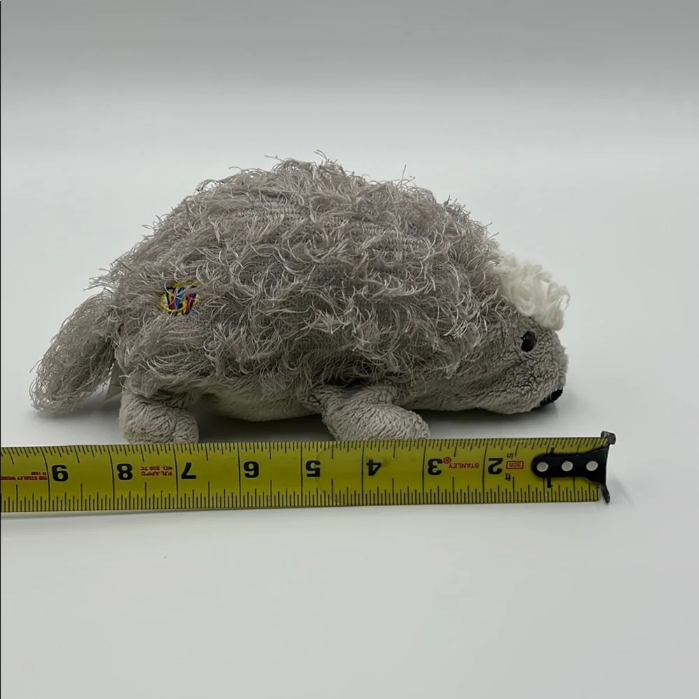 Vintage GANZ Porcupine Hedgehog Plush Toy White Gray 8 Inches HM368